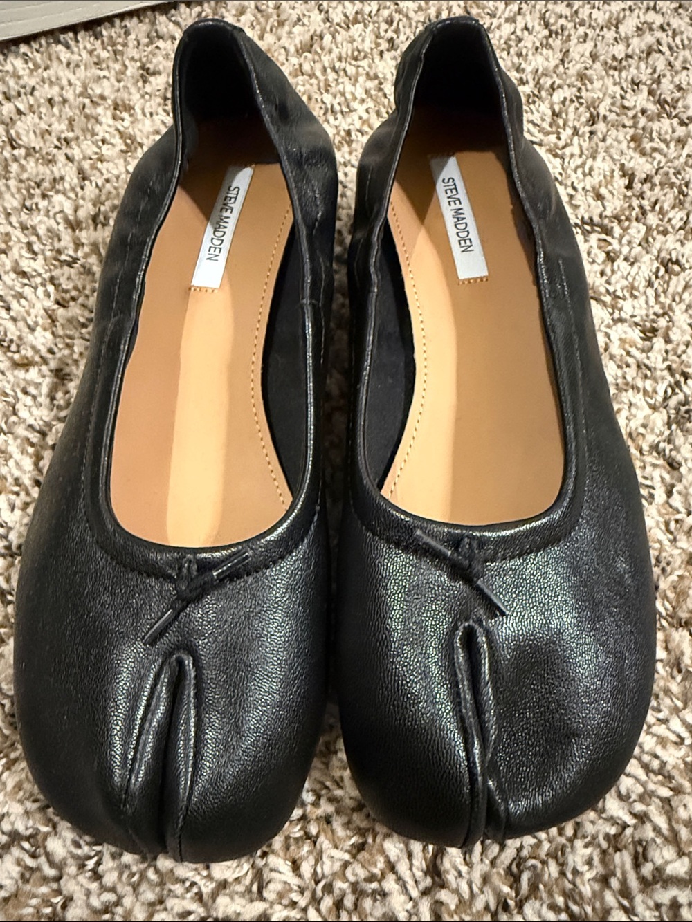STEVE MADDEN CYRA BLACK LEATHER TABI SHOES - Picture 3 of 6